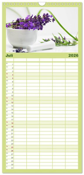 Produktbild: Familienplaner 2026 - Helfende Kr&auml;uter aus dem Garten mit 5 Spalten (Wandkalender, 21 x 45 cm) CALVENDO