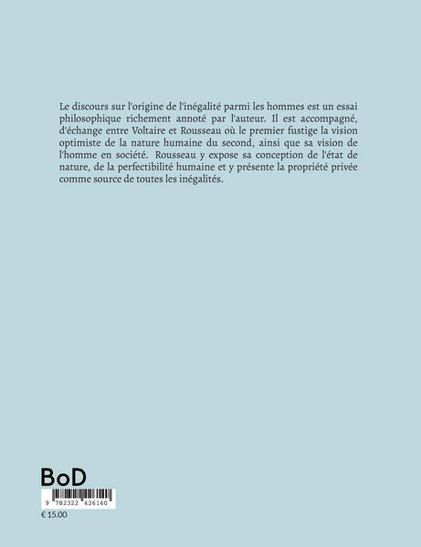 Produktbild: Discours sur l'origine et les fondements de l'in&eacute;galit&eacute; parmi les hommes