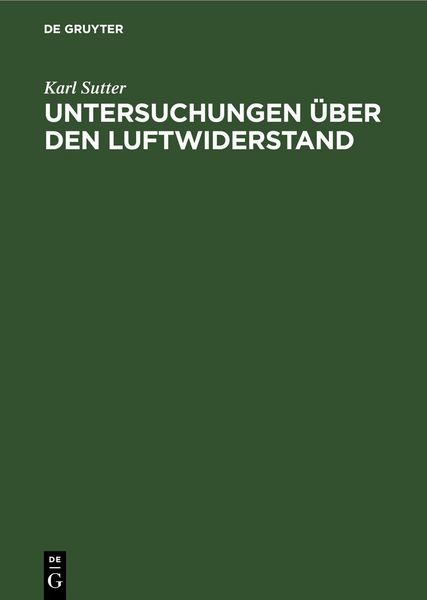 Produktbild: Untersuchungen &uuml;ber den Luftwiderstand