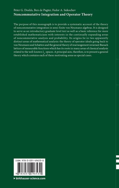 Produktbild: Noncommutative Integration and Operator Theory