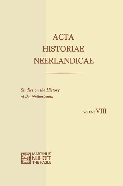 Produktbild: Acta Historiae Neerlandicae/Studies on the History of the Netherlands VIII