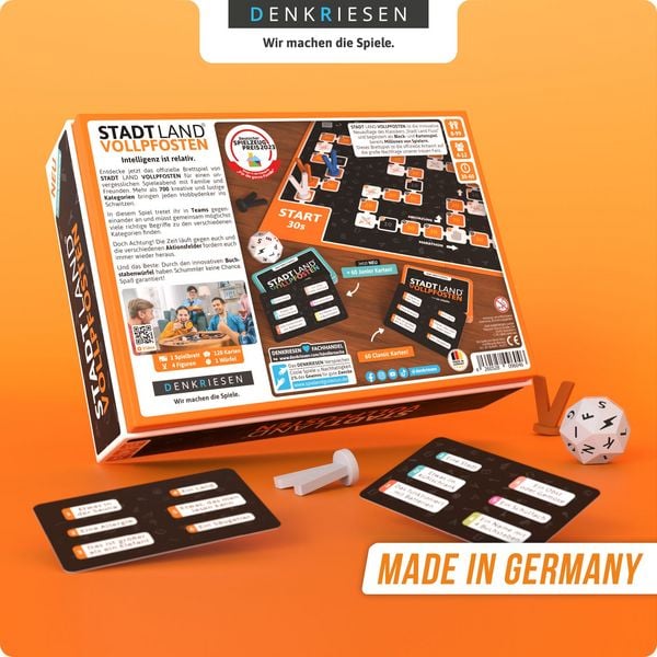 Produktbild: DENKRIESEN - STADT LAND VOLLPFOSTEN&reg; Brettspiel + Junior Erweiterung