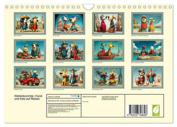 Produktbild: Weltenbummler. Hund und Katz auf Reisen (Wandkalender 2026 DIN A4 quer), CALVENDO Monatskalender