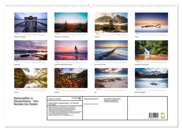 Produktbild: Naturwelten in Deutschland - Von Norden bis S&uuml;den (Wandkalender 2027 DIN A2 quer), CALVENDO Monatskalender