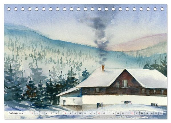 Produktbild: Jahreszeiten Aquarelle (Tischkalender 2026 DIN A5 quer), CALVENDO Monatskalender
