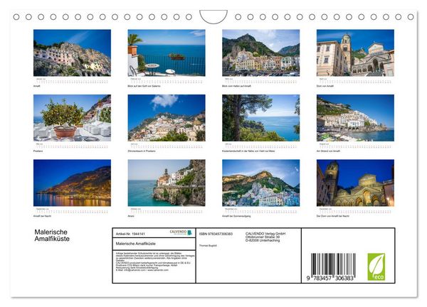Produktbild: Malerische Amalfik&uuml;ste (Wandkalender 2026 DIN A4 quer), CALVENDO Monatskalender