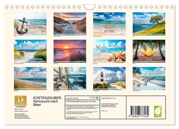 Produktbild: K&Uuml;STENZAUBER Sehnsucht nach Meer (Wandkalender 2027 DIN A4 quer), CALVENDO Monatskalender
