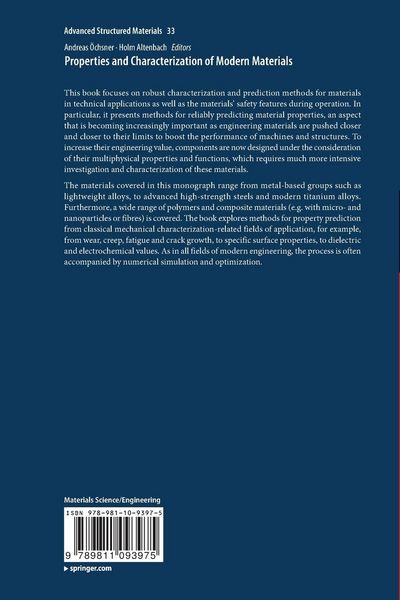 Produktbild: Properties and Characterization of Modern Materials