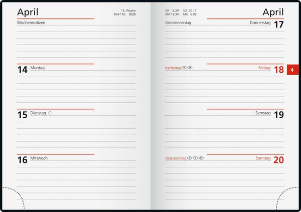 RDO Termnkalender 2024 Rdo/dé Taschenkalender PP Wre-o Schwarz