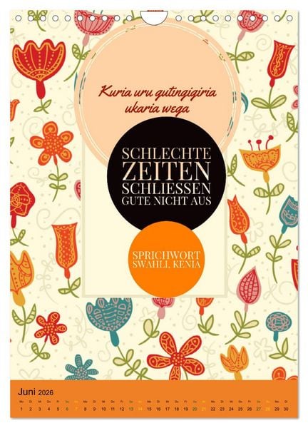 Produktbild: Kenia..mit einem Hauch Poesie - Weisheiten und Zitate (Wandkalender 2026 DIN A4 hoch), CALVENDO Monatskalender