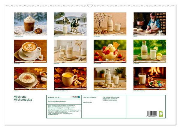 Produktbild: Milch und Milchprodukte (Wandkalender 2026 DIN A2 quer), CALVENDO Monatskalender