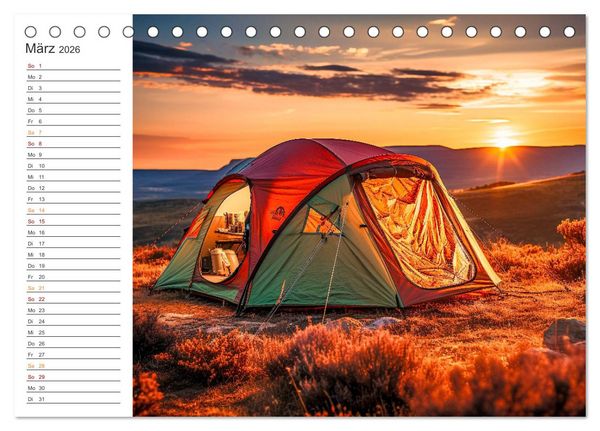 Produktbild: Camping mit dem Zelt (Tischkalender 2026 DIN A5 quer), CALVENDO Monatskalender
