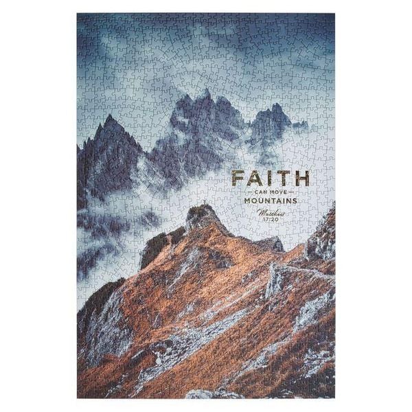 Christian Art Gifts 1000 Piece Inspirational Scripture Jigsaw Puzzle for Men, Women & Kids: Faith Can Move Mountains, Family Activity Game, Sturdy
