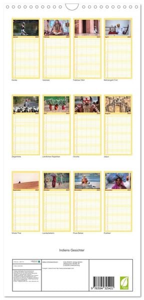 Produktbild: Familienplaner 2027 - Indiens Gesichter mit 5 Spalten (Wandkalender, 21 x 45 cm) CALVENDO