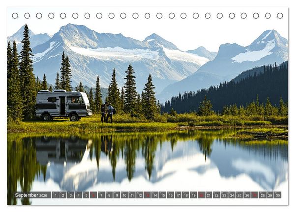 Produktbild: Abenteuer Wildcamping - Mit dem Camper um die Welt (Tischkalender 2026 DIN A5 quer), CALVENDO Monatskalender