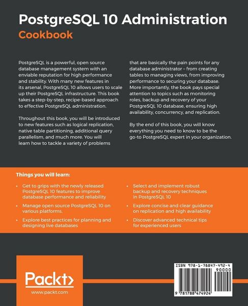 Produktbild: PostgreSQL 10 Administration Cookbook - Fourth Edition