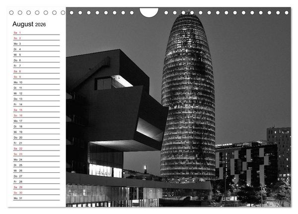 Produktbild: Barcelona Schwarz / Wei&szlig; Impressionen (Wandkalender 2026 DIN A4 quer), CALVENDO Monatskalender
