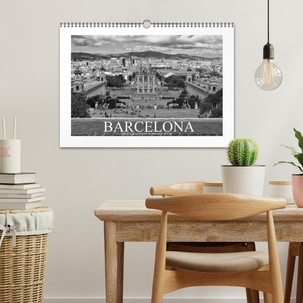 Produktbild: Barcelona Photografien in Schwarz / Wei&szlig; (Wandkalender 2026 DIN A3 quer), CALVENDO Monatskalender