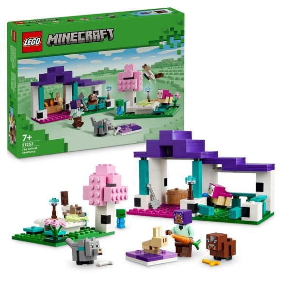 LEGO Minecraft 21253 Das Tierheim, Spielzeug mit Tieren zum Videospiel