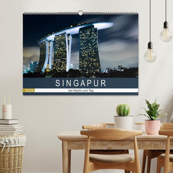 Produktbild: Singapur bei Nacht und Tag (Wandkalender 2026 DIN A2 quer), CALVENDO Monatskalender