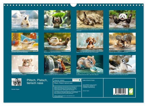 Produktbild: Plitsch, Platsch, tierisch nass (Wandkalender 2026 DIN A3 quer), CALVENDO Monatskalender