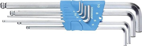 Produktbild: Gedore 1523988 Innen-Sechskant Winkelschraubendreher-Set 2 mm, 2.5 mm, 3 mm, 4 mm, 5 mm, 6 mm, 8 mm, 10 mm 8teilig