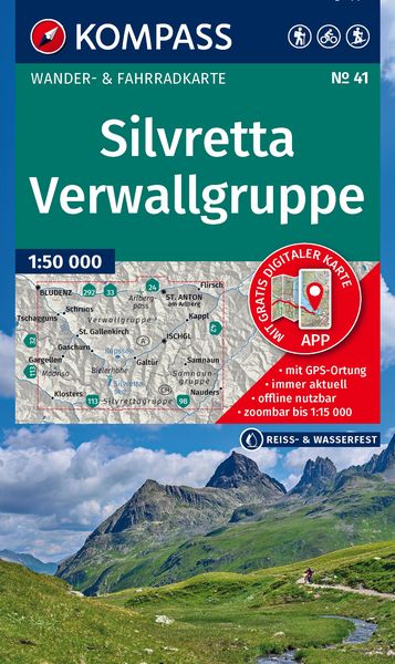 KOMPASS Wanderkarte 41 Silvretta, Verwallgruppe 1:50.000, Sonstige von , Kompass-Karten, 9783991544531