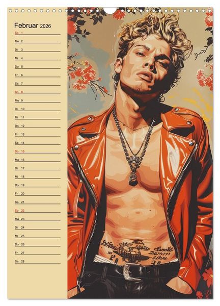 Produktbild: Verwegene Jungs. Pin-up-M&auml;nner im Stil der 50er Jahre (Wandkalender 2026 DIN A3 hoch), CALVENDO Monatskalender
