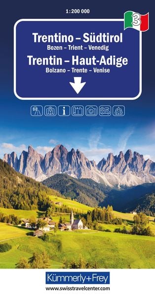 Produktbild: K&uuml;mmerly+Frey Regional-Strassenkarte 3 Trentino, S&uuml;dtirol 1:200.000