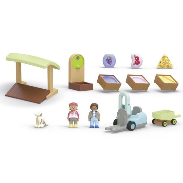 PLAYMOBIL JUNIOR 71691 - Bio-Marktstand & Gabelstapler