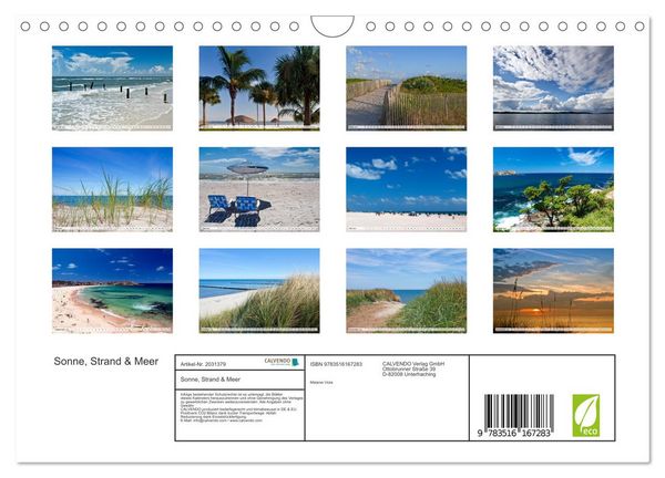 Produktbild: Sonne, Strand & Meer (Wandkalender 2026 DIN A4 quer), CALVENDO Monatskalender
