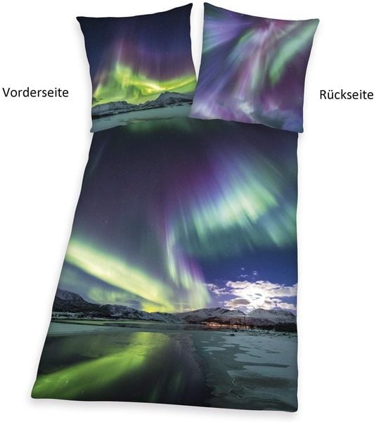 Produktbild: Herding 4459257050 - Young Collection, Polarlicht, Bettw&auml;sche-Set, Cotton, Mehrfarbig, 80 x 80 cm, 135 x 200 cm