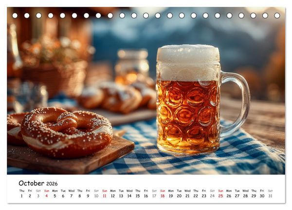 Produktbild: A Year of Beer - Bavarian Brews and Scenic Views (Desk Calendar 2026 DIN A5 landscape), CALVENDO 12 Month DeskCalendar
