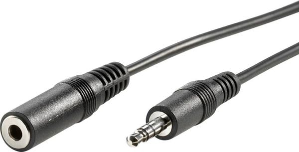 Value 11.99.4355 Klinke Audio Verlängerungskabel [1x Klinkenstecker 3.5 mm - 1x Klinkenbuchse 3.5 mm] 5.00 m Schwarz Ges