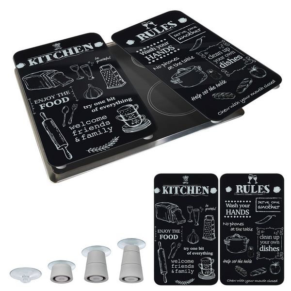 Produktbild: Herdabdeckplatte Universal Mod. Kitchen Rules, 2er Set, f&uuml;r alle Herdarten geeignet