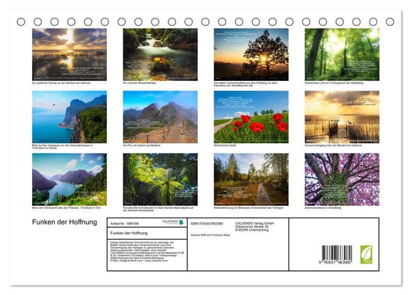Produktbild: Funken der Hoffnung (Tischkalender 2026 DIN A5 quer), CALVENDO Monatskalender