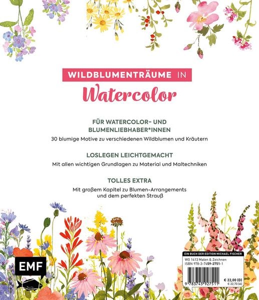Produktbild: Wildflower Watercolor &ndash; Blumen-Aquarelle malen