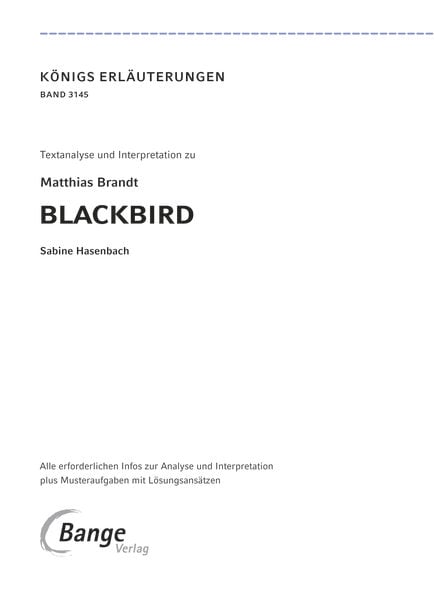 Brandt, M: Blackbird - Textanalyse und Interpretation