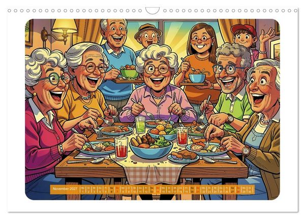 Produktbild: Charmante Rentner im Comic-Stil (Wandkalender 2027 DIN A3 quer), CALVENDO Monatskalender