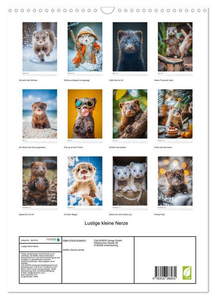 Produktbild: Lustige kleine Nerze (Wandkalender 2026 DIN A3 hoch), CALVENDO Monatskalender