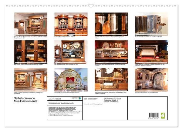 Produktbild: Selbstspielende Musikinstrumente (Wandkalender 2026 DIN A2 quer), CALVENDO Monatskalender