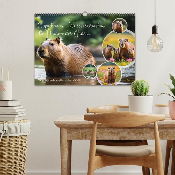 Produktbild: Capybaras - Wasserschweine die Herren der Gr&auml;ser (Wandkalender 2026 DIN A3 quer), CALVENDO Monatskalender