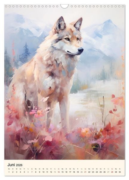 Produktbild: W&ouml;lfe. Zarte Aquarelle von beeindruckenden Tieren (Wandkalender 2026 DIN A3 hoch), CALVENDO Monatskalender