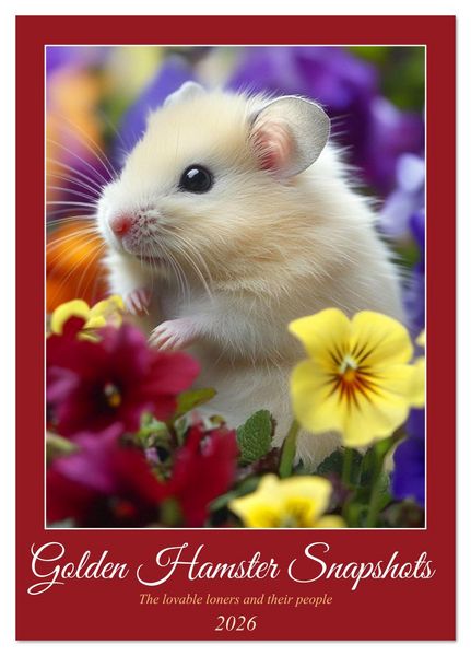 Golden Hamster Snapshots (Desk Calendar 2026 DIN A5 portrait), CALVENDO 12 Month DeskCalendar