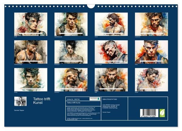 Produktbild: Tattoo trifft Kunst (Wandkalender 2026 DIN A3 quer), CALVENDO Monatskalender