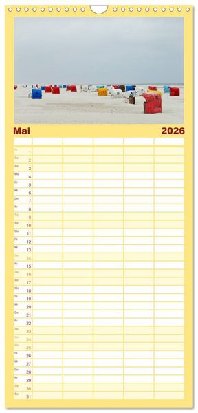 Produktbild: Familienplaner 2026 - Amrum mit 5 Spalten (Wandkalender, 21 x 45 cm) CALVENDO