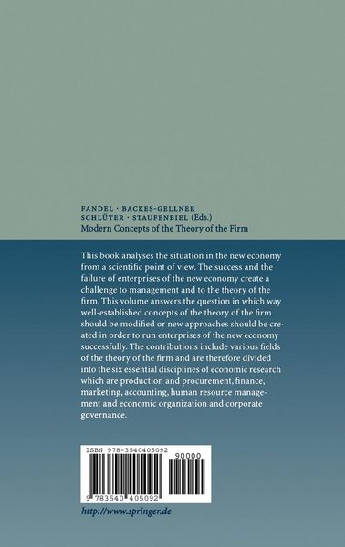 Produktbild: Modern Concepts of the Theory of the Firm