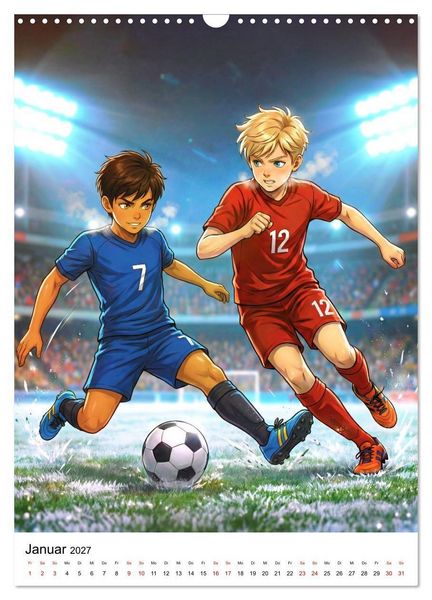 Produktbild: Level Up &ndash; Fu&szlig;ballhelden (Wandkalender 2027 DIN A3 hoch), CALVENDO Monatskalender