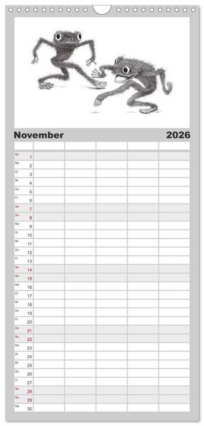 Produktbild: Familienplaner 2026 - TIERONISCH mit 5 Spalten (Wandkalender, 21 x 45 cm) CALVENDO