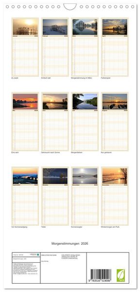 Produktbild: Familienplaner 2026 - Morgenstimmungen 2026 mit 5 Spalten (Wandkalender, 21 x 45 cm) CALVENDO